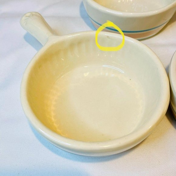 Vintage McCoy Pink & Blue Stripe French Onion Soup Bowl 1970s set of 3 Cottage - Picture 5 of 5